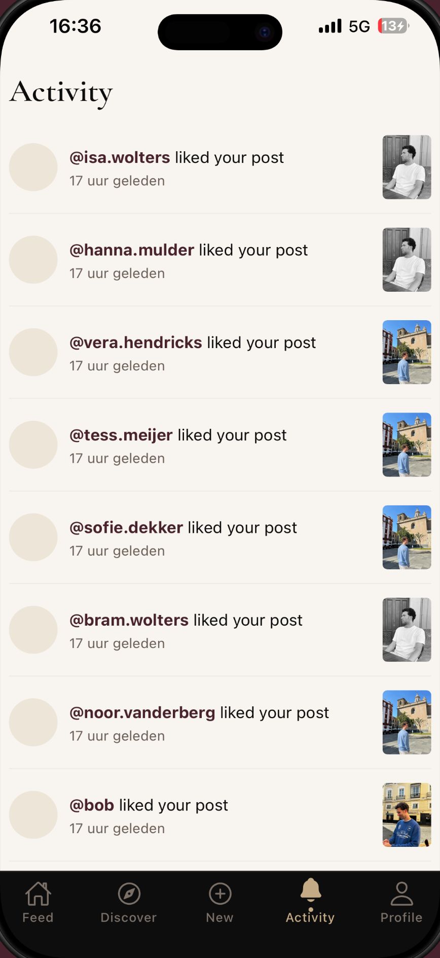 Loom: activiteit, wie je posts leuk vindt