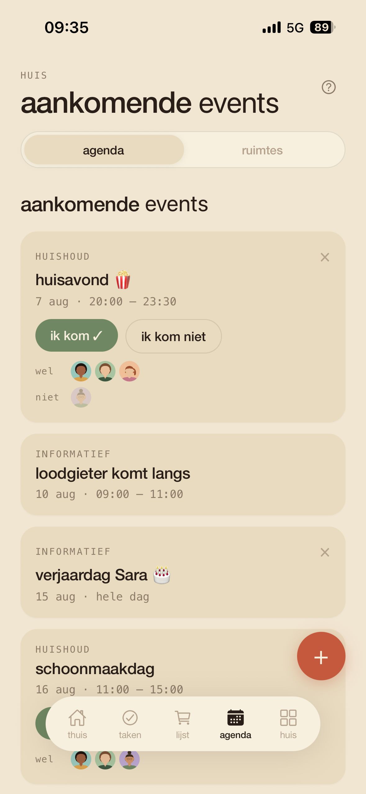 Casa: aankomende events in het huis