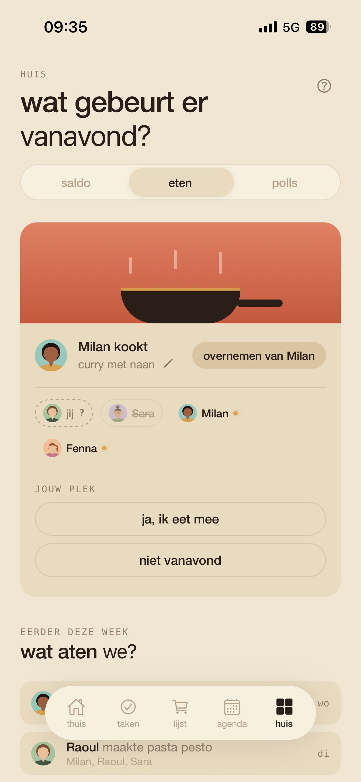 Casa: wie er vanavond kookt en wie mee-eet